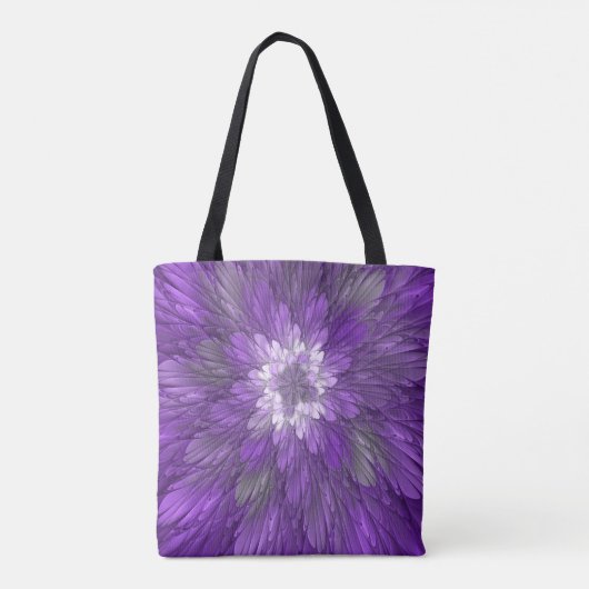 Tote Bag Fleur psychédélique violette Abstraite Fractal Art (Dos)