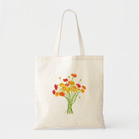 Tote Bag Fleur Ranunculus jaune rouge et orange (Devant)