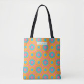 Tote Bag Fleur Retro Checkerboard Jaune Bleu Personnalisé (Devant)