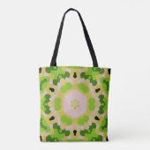 Tote Bag Fleur Retro Mandala jaune vert et blanc (Dos)