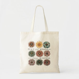 Tote Bag Fleur Rétro Paix et Gentillesse
