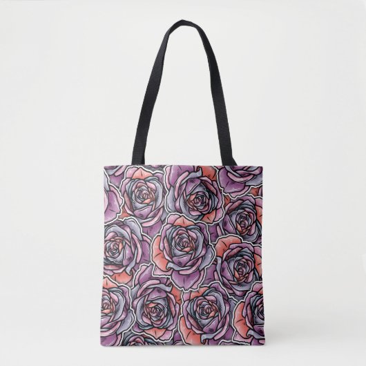 Tote Bag Fleur Rose coloré (Devant)
