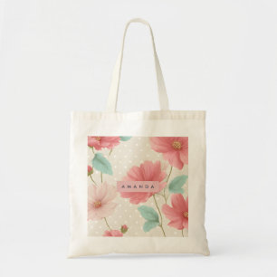 Tote Bag Fleur Rose Élégante Pastel Personnalisée