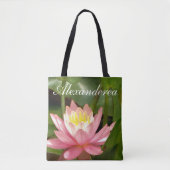 Tote Bag Fleur rose personnalisée avec Nom Mariée et date (Devant)
