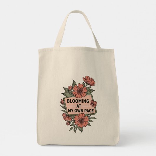Tote Bag Fleur rose rétro fleurit à mon rythme (Dos)