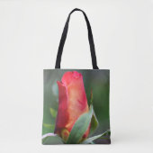 Tote Bag Fleur Rosebud Rouge Avec Points Forts Jaunes (Devant)
