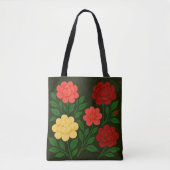 Tote Bag Fleur rouge, corail et jaune (Devant)