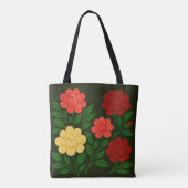 Tote Bag Fleur rouge, corail et jaune (Dos)