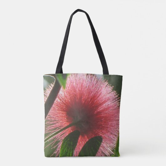 Tote Bag fleur rouge exotique, macro photo - (Dos)