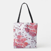 Tote Bag Fleur rouge rose sur blanc. (Dos)