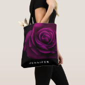 Tote Bag Fleur rouge violet gothique (De près)