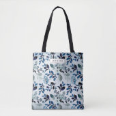 Tote Bag Fleur sauvage bleu personnalisé (Devant)