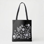 Tote Bag Fleur sauvage Boho noir et blanc (Devant)