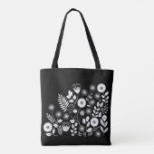 Tote Bag Fleur sauvage Boho noir et blanc (Dos)