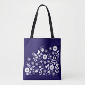 Tote Bag Fleur sauvage Boho violet et blanc (Devant)