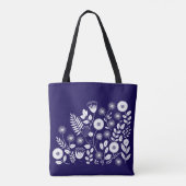 Tote Bag Fleur sauvage Boho violet et blanc (Dos)