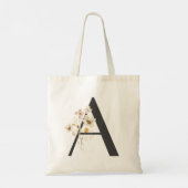 Tote Bag Fleur sauvage d'aquarelle Bridesmaid initial "A" (Dos)