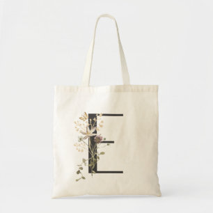 Tote Bag Fleur sauvage d'aquarelle Bridesmaid initial "E" F