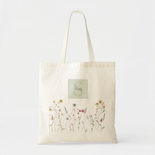 Tote Bag Fleur sauvage d'aquarelle monographique (Devant)