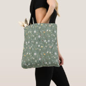Tote Bag Fleur sauvage Dusty Sage Floral Vert (De près)