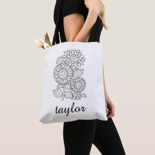 Tote Bag Fleur sauvage moderne PERSONNALISÉE