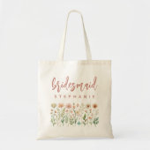 Tote Bag Fleur sauvage personnalisé Script Bridesmaid (Devant)