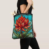 Tote Bag Fleur sauvage rouge en verre tendu (De près)