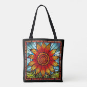 Tote Bag Fleur sauvage rouge et jaune en verre tendu (Dos)