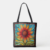 Tote Bag Fleur sauvage rouge et jaune en verre tendu (Dos)