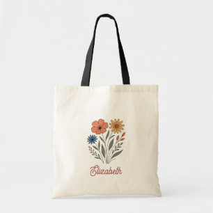 Tote Bag Fleur sauvage rustique Nom de la servante Floral M