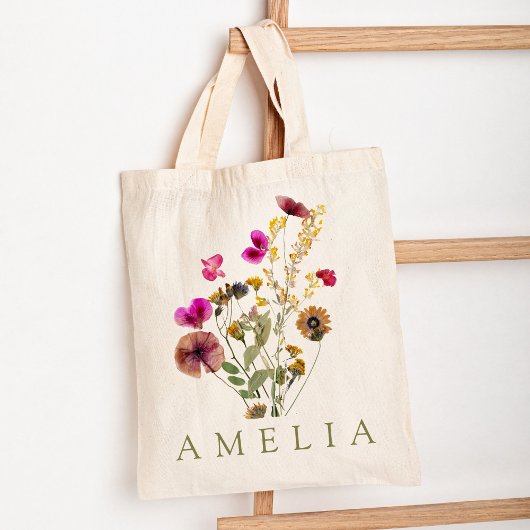 Tote Bag Fleur Sauvage Rustique Nom Demoiselle d'Honneur 