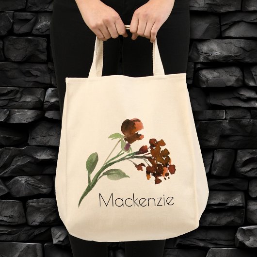 Tote Bag Fleur sauvage | Terracotta Orange Bohemian Custom