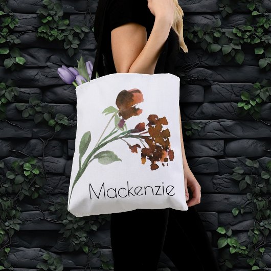 Tote Bag Fleur sauvage | Terracotta Orange Bohemian Custom