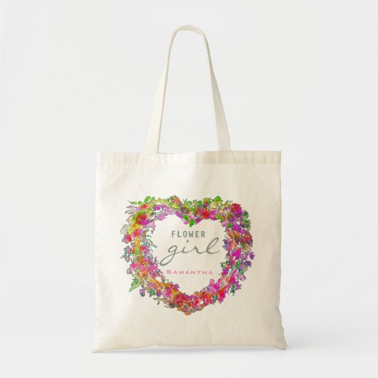 Tote Bag Fleur Script tendance Aquarelle Coeur Wreath (Devant)