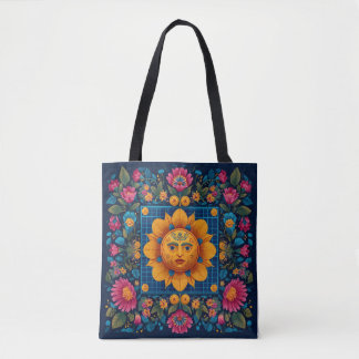 Tote Bag Fleur solaire - Art populaire Solarpunk Fourre-tou