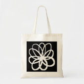 Tote Bag Fleur Spontanée - Transparent sur Noir (Devant)