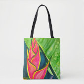 Tote Bag Fleur tropicale héliconia à l'aquarelle (Devant)