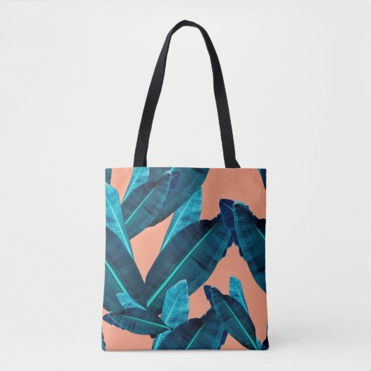 Tote Bag Fleur tropicale, plante et motif de feuilles b (Devant)