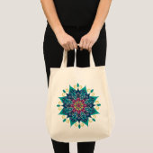 Tote Bag Fleur-Turquoise de mandala et bleu d'indigo (Devant (produit))