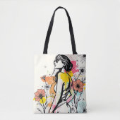Tote Bag Fleur Urbaine : Graffiti Double Face et Art Botani (Devant)