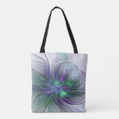 Tote Bag Fleur vert violet Art Abstrait moderne Fractal (Dos)
