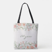 Tote Bag Fleur verte Crème orange Sage (Dos)