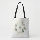 Tote Bag fleur verte et blanche (Devant)