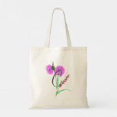 Tote Bag Fleur violette aquarelle avec votre initiale. (Dos)