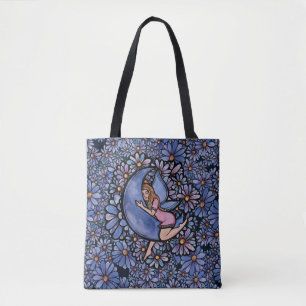 Tote Bag Fleur violette Lune Fée