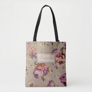 Tote Bag Fleuriste rustique vintage personnalisé