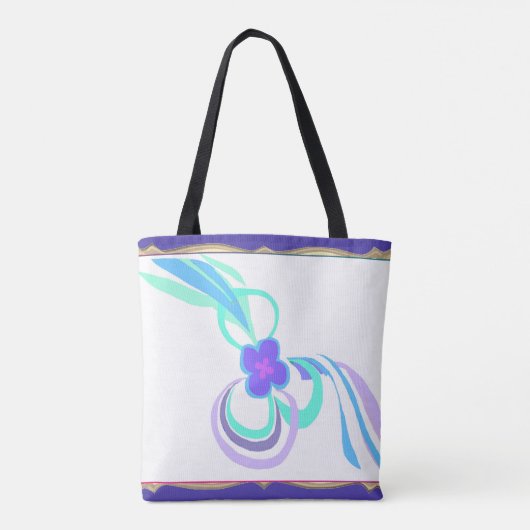Tote Bag Fleuron Violet Avec Rubans (Dos)