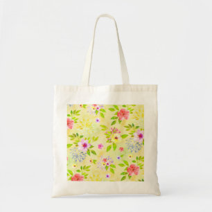 Tote Bag Fleurs à l'aquarelle modèle sans couture I + vos i