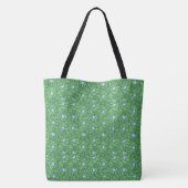 Tote Bag Fleurs à perches bleu vif sur vert foncé (Dos)