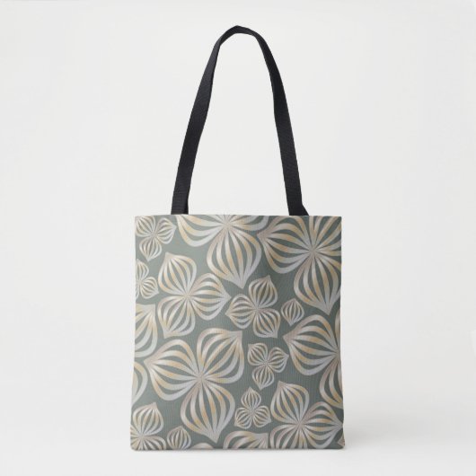 Tote Bag fleurs abstraites gris doré sans soudure + vos idé (Devant)